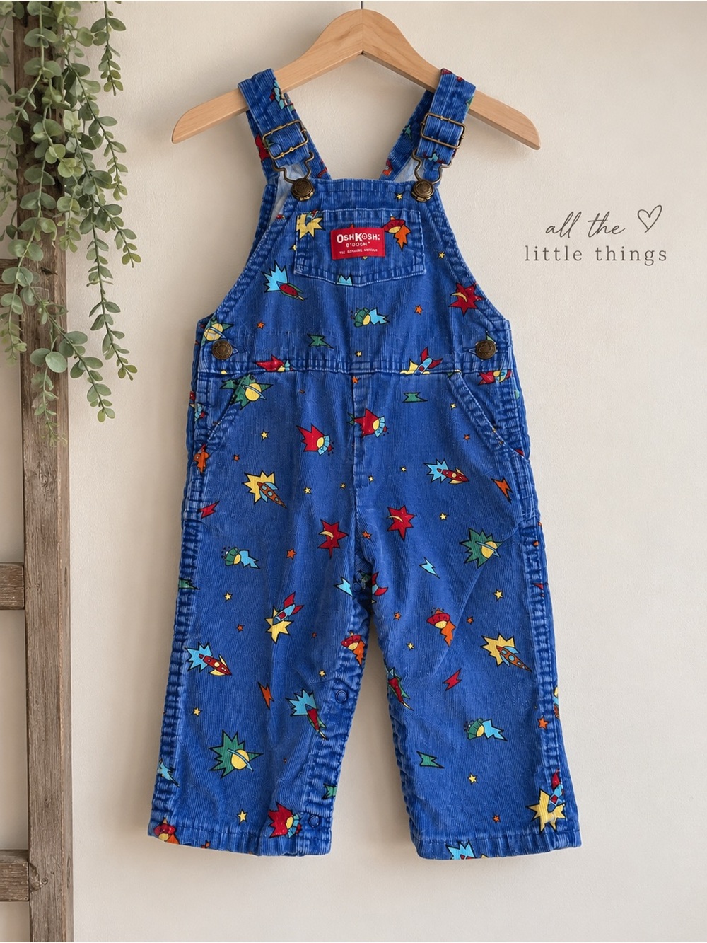 OshKosh B'gosh Blue Rocket Print Overalls